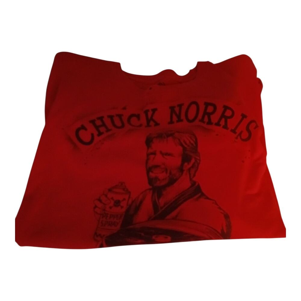 Chuck Norris Uses Pepper Spray To Spice Up His Steaks Red Men's 2XL Tee Shirt - Picture 12 of 12